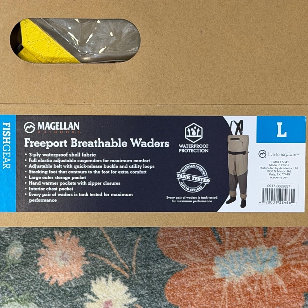 Magellan Outdoors Freeport Breathable Waders Mens Large FSMSFE5041 Tan Fishing
